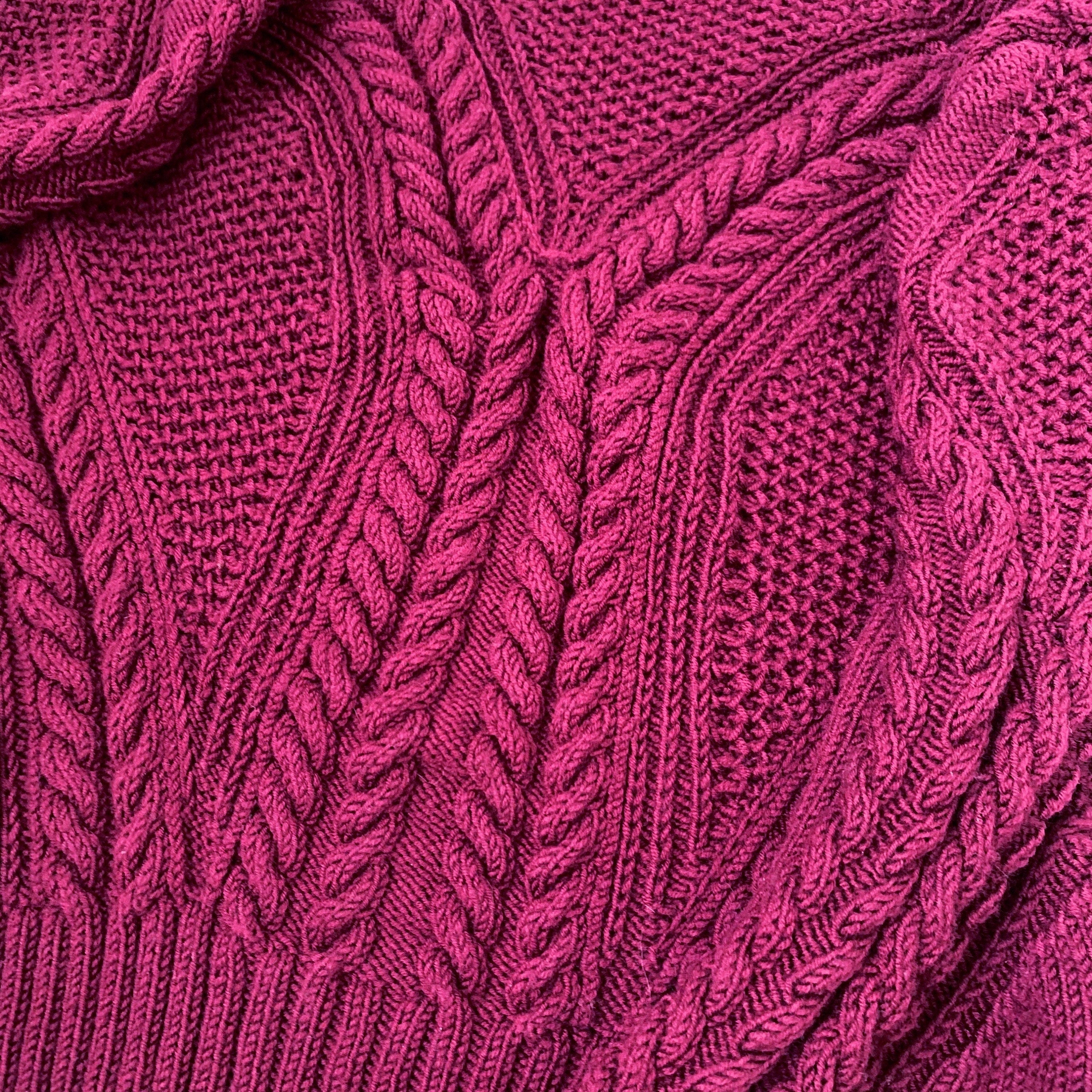 Hand Knitted Burgundy Soft Merino wool Sweater Women Wool Turtleneck Pullover Fisherman Aran Cable Knit Turtle NeckJumper Ireland sweater
