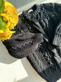 Cable black hand knit merino wool sweater womens Fall vintage sweater Christmas unisex sweater Chunky knit women Warm jumper with braids
