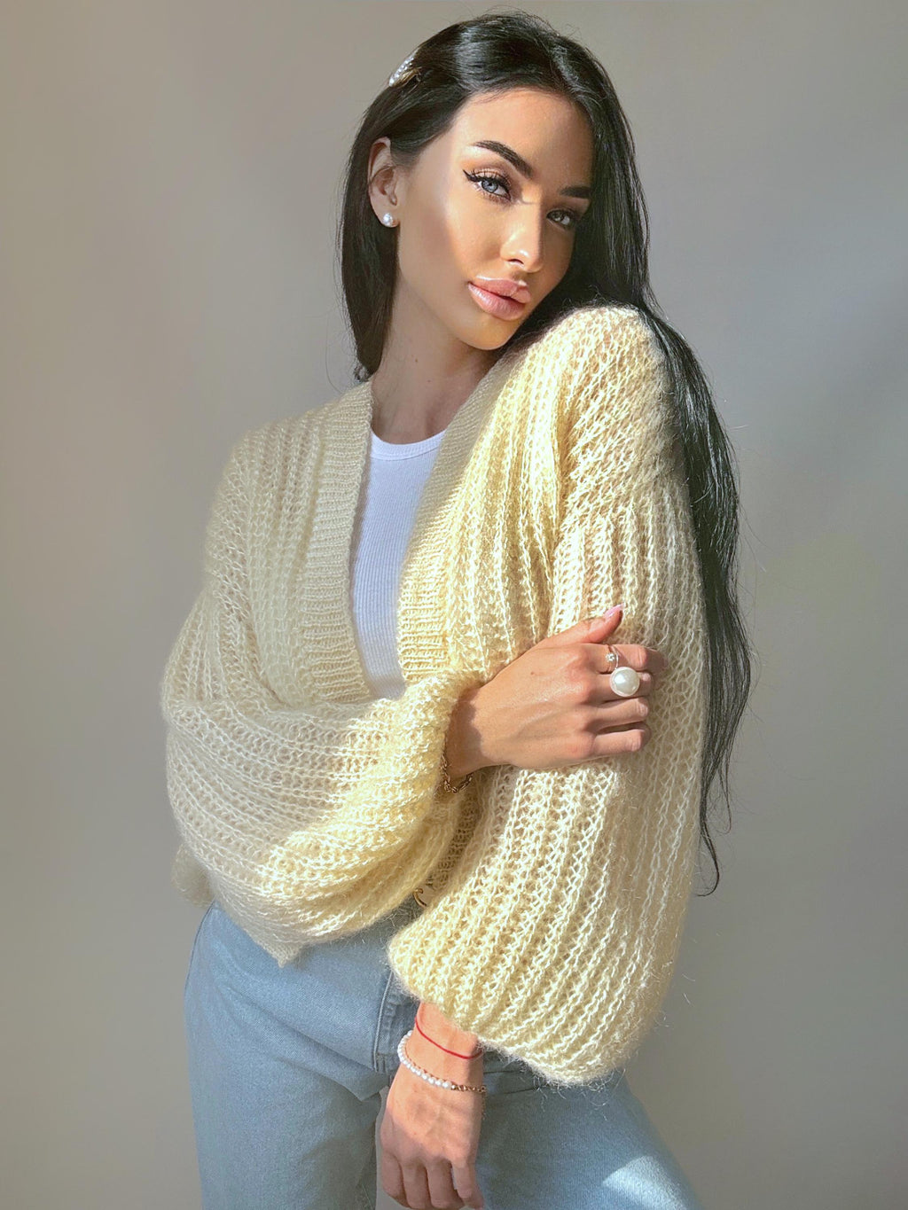 Mohair Cream cardigan women Wedding cardigan Mohair sweater Pastel knitted coat Jacket Women Bridal shrug bolero wool Fluffy short cardigan