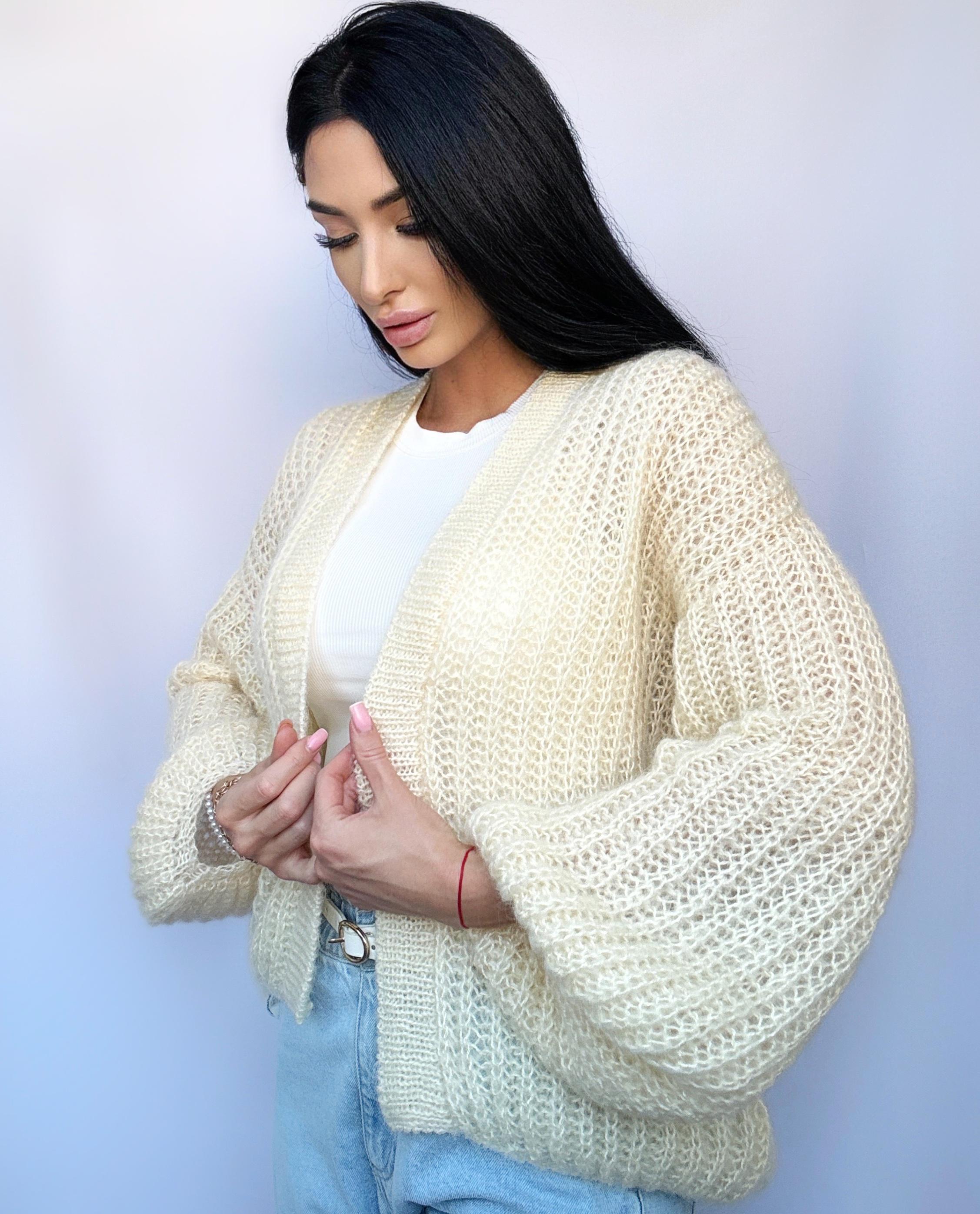 Mohair Cream cardigan women Wedding cardigan Mohair sweater Pastel knitted coat Jacket Women Bridal shrug bolero wool Fluffy short cardigan