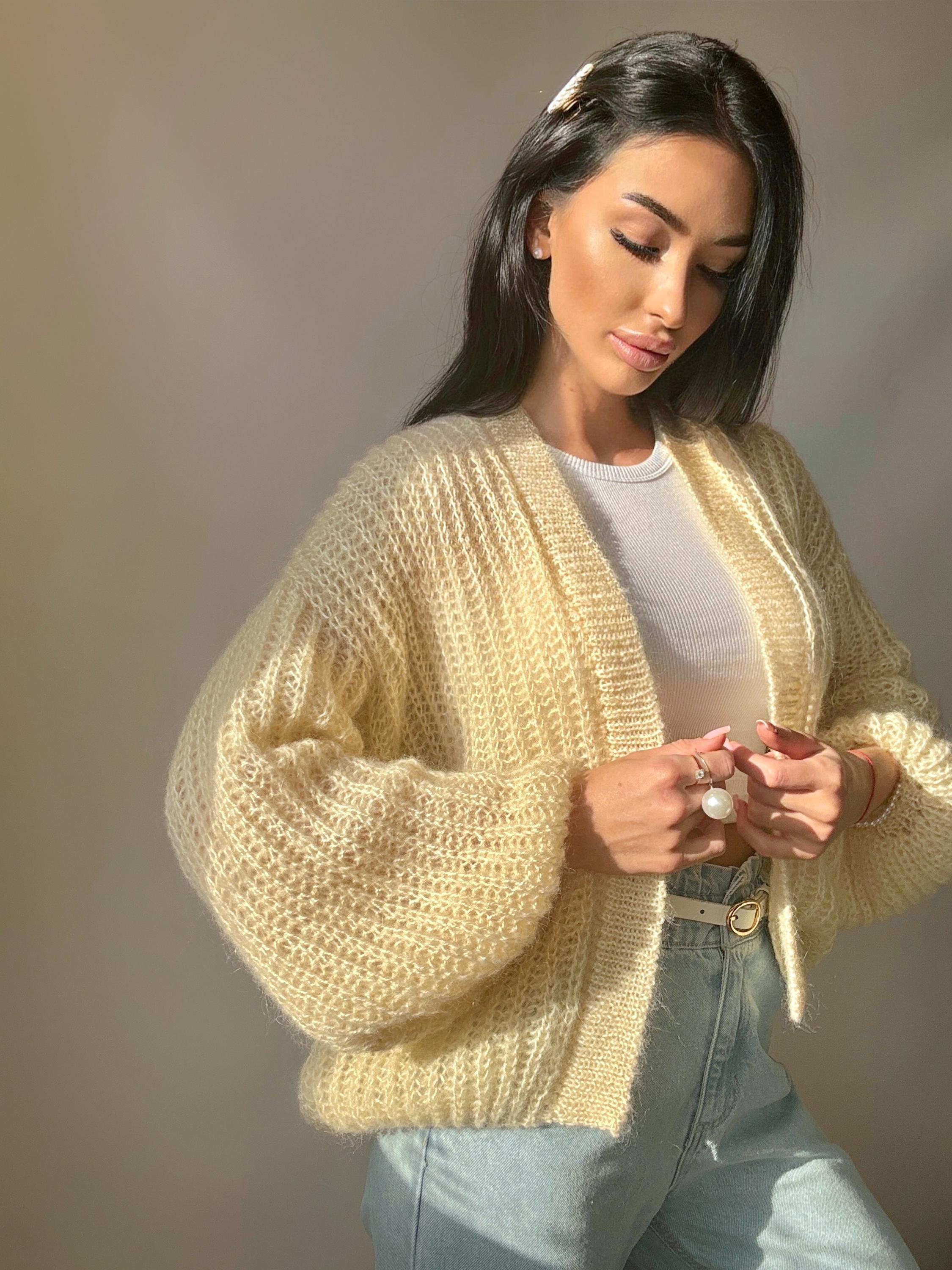 Mohair Cream cardigan women Wedding cardigan Mohair sweater Pastel knitted coat Jacket Women Bridal shrug bolero wool Fluffy short cardigan
