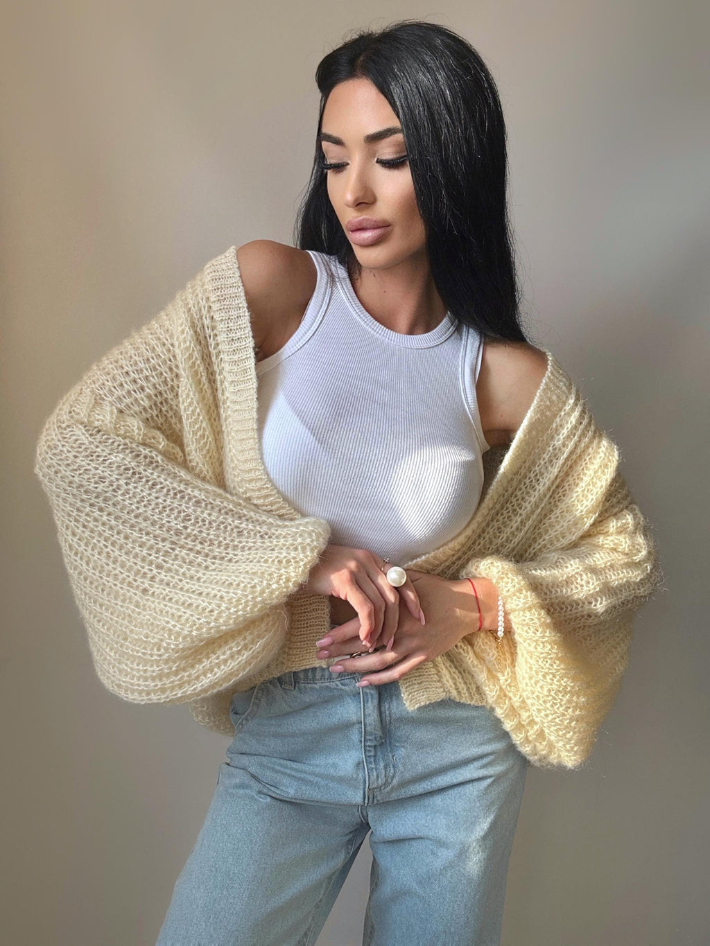 Mohair Cream cardigan women Wedding cardigan Mohair sweater Pastel knitted coat Jacket Women Bridal shrug bolero wool Fluffy short cardigan