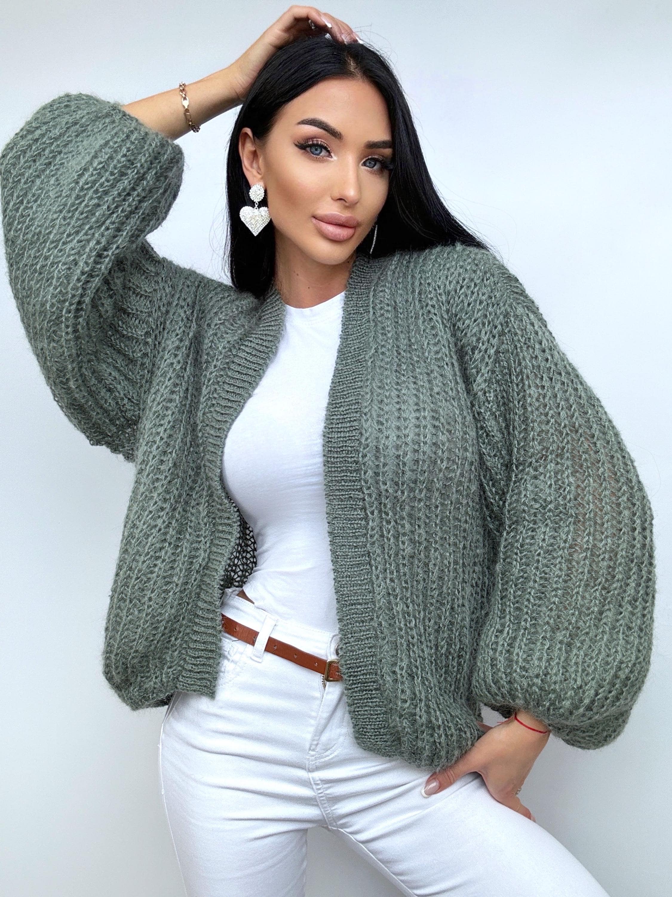 Mohair cardigan Khaki Green women Wedding cardigan Mohair sweater knitted coat Jacket Women Casual shrug bolero wool Fluffy short cardigan