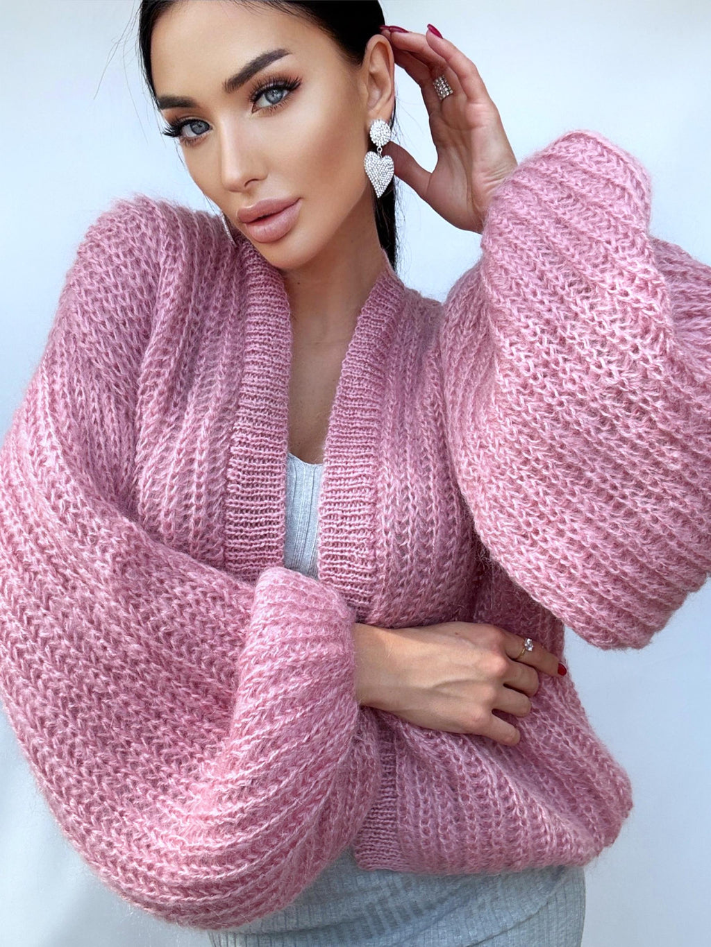 Mohair Powder Pink cardigan women Wedding cardigan Mohair sweater knitted coat Jacket Women Bridal shrug bolero wool Fluffy crop cardigan