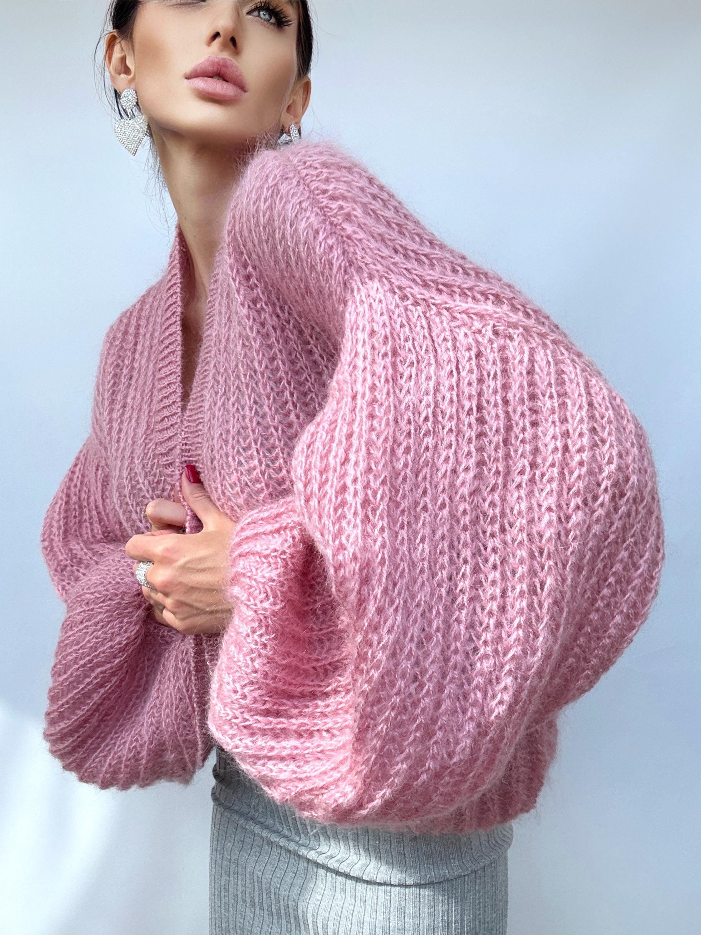 Mohair Powder Pink cardigan women Wedding cardigan Mohair sweater knitted coat Jacket Women Bridal shrug bolero wool Fluffy crop cardigan