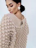 Knit wool beige oversized sweater dress off the shoulder Chunky hand knit dress Open shoulders merino wool long sweater Half sleeve