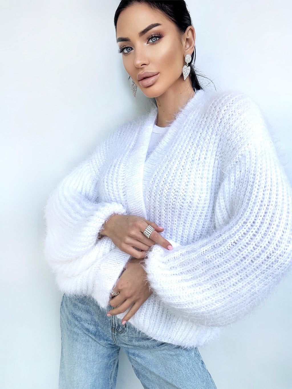 Crochet fully wool free wedding white crop cardigan Bridal wool substitute Mohair knitted coat Jacket Women Bridal shrug bolero cover up