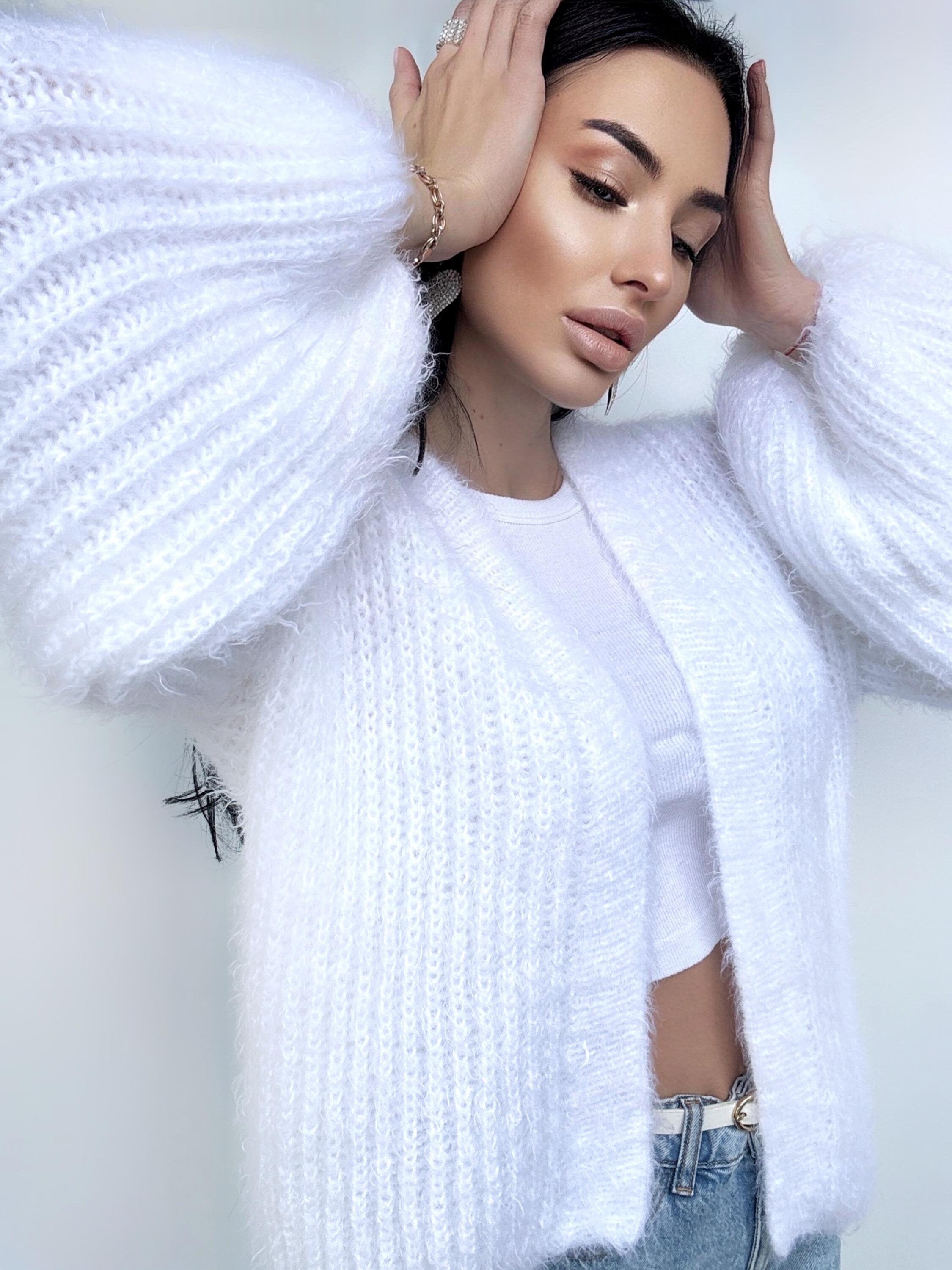 Crochet fully wool free wedding white crop cardigan Bridal wool substitute Mohair knitted coat Jacket Women Bridal shrug bolero cover up