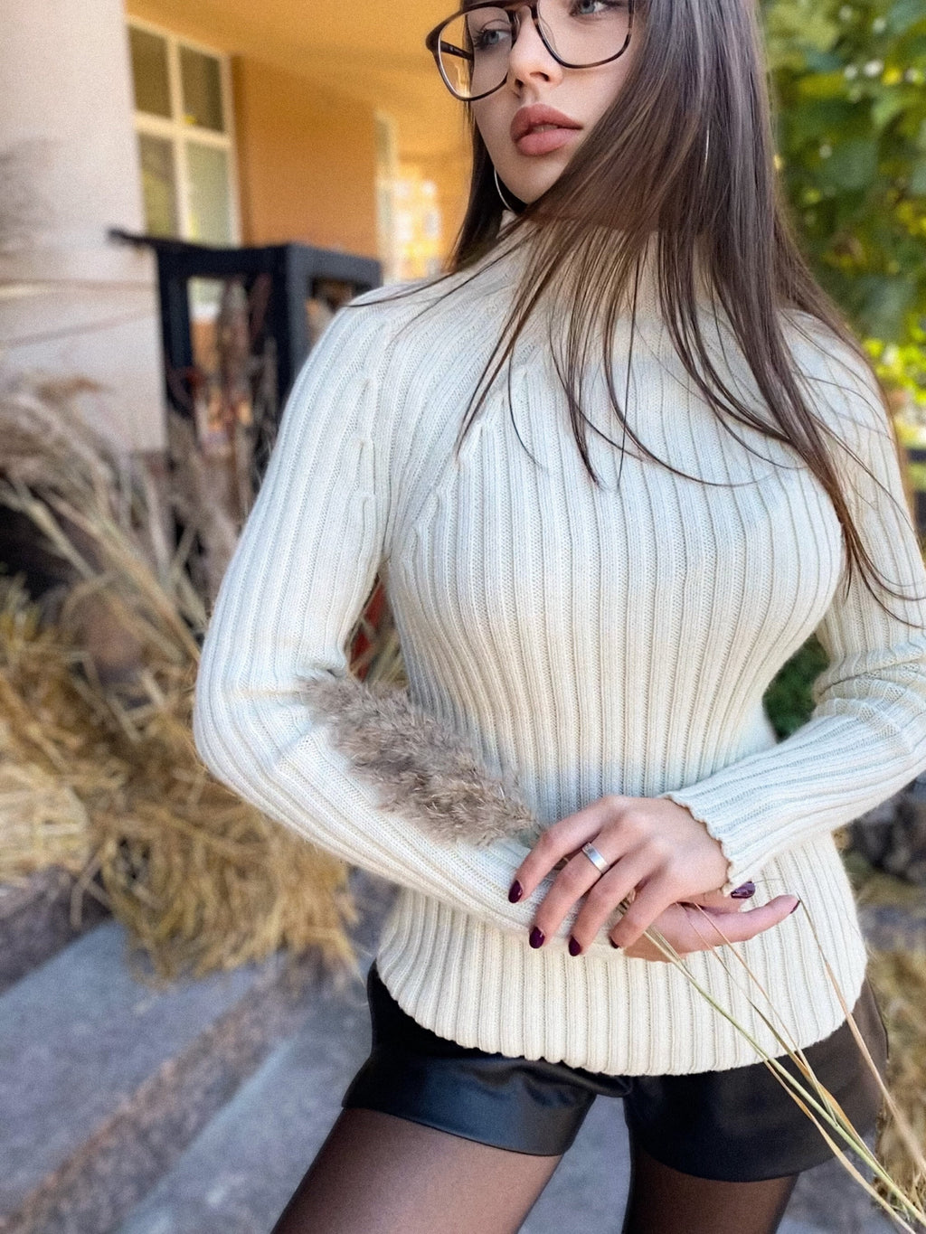 Organic Cotton Knitted Turtleneck for women Ribbed Knitted Sweater Long Sleeve Sweater Comfortable body-friendly Turtle neck wool
