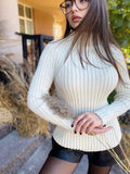 Organic Cotton Knitted Turtleneck for women Ribbed Knitted Sweater Long Sleeve Sweater Comfortable body-friendly Turtle neck wool