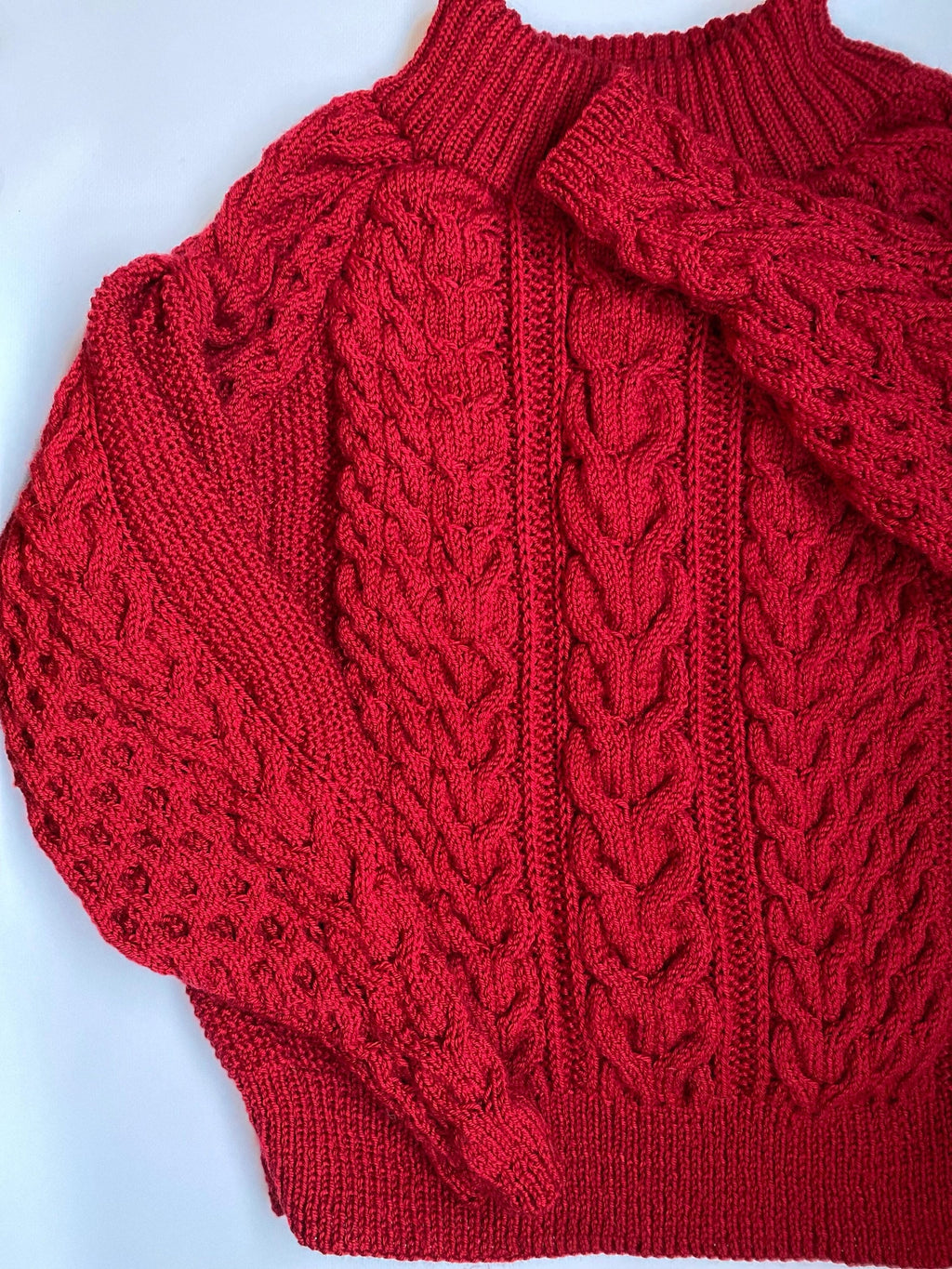 Cable knit red sweater Chunky knit merino wool sweater women One shoulder sweater Hand Knitted cotton Jumper Warm & Cosy pullover