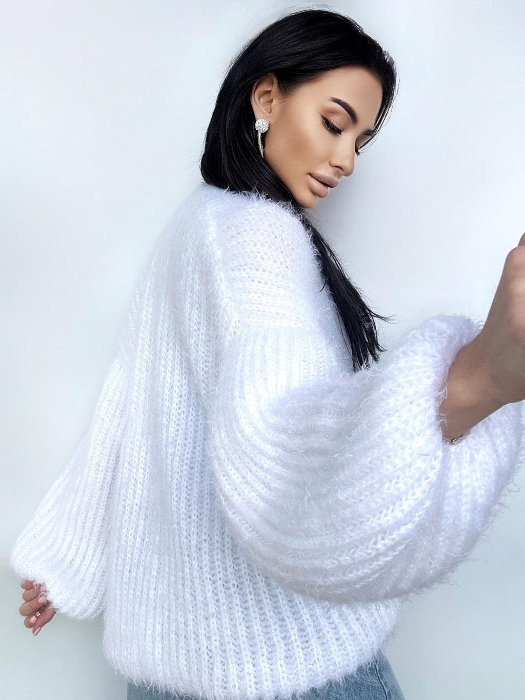 Crochet fully wool free wedding white crop cardigan Bridal wool substitute Mohair knitted coat Jacket Women Bridal shrug bolero cover up