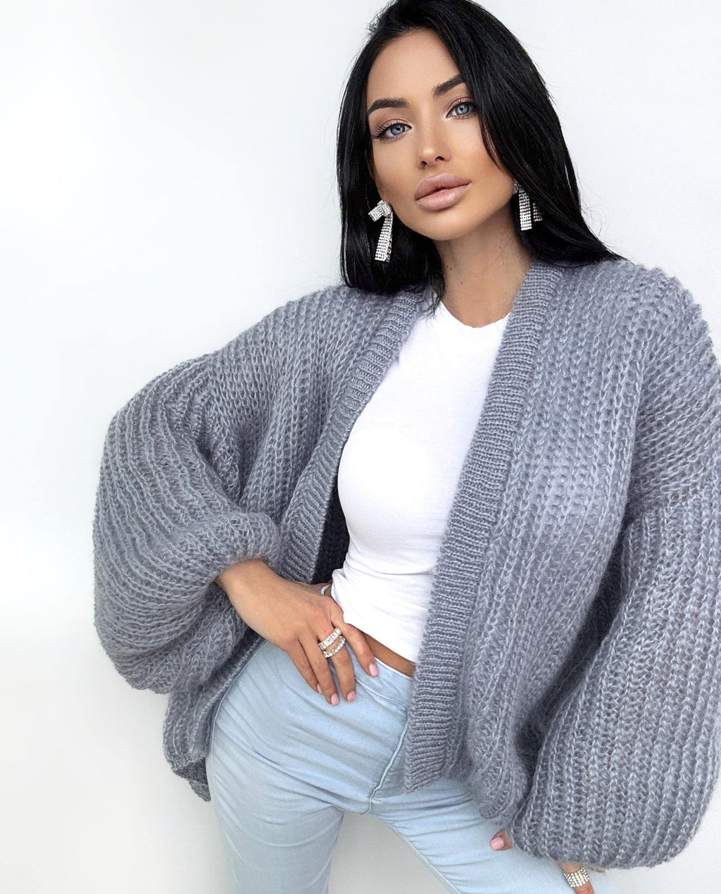 Mohair cardigan women Wedding cardigan Mohair sweater Gray knitted coat Jacket Women Bridal shrug bolero wool Fluffy short cardigan