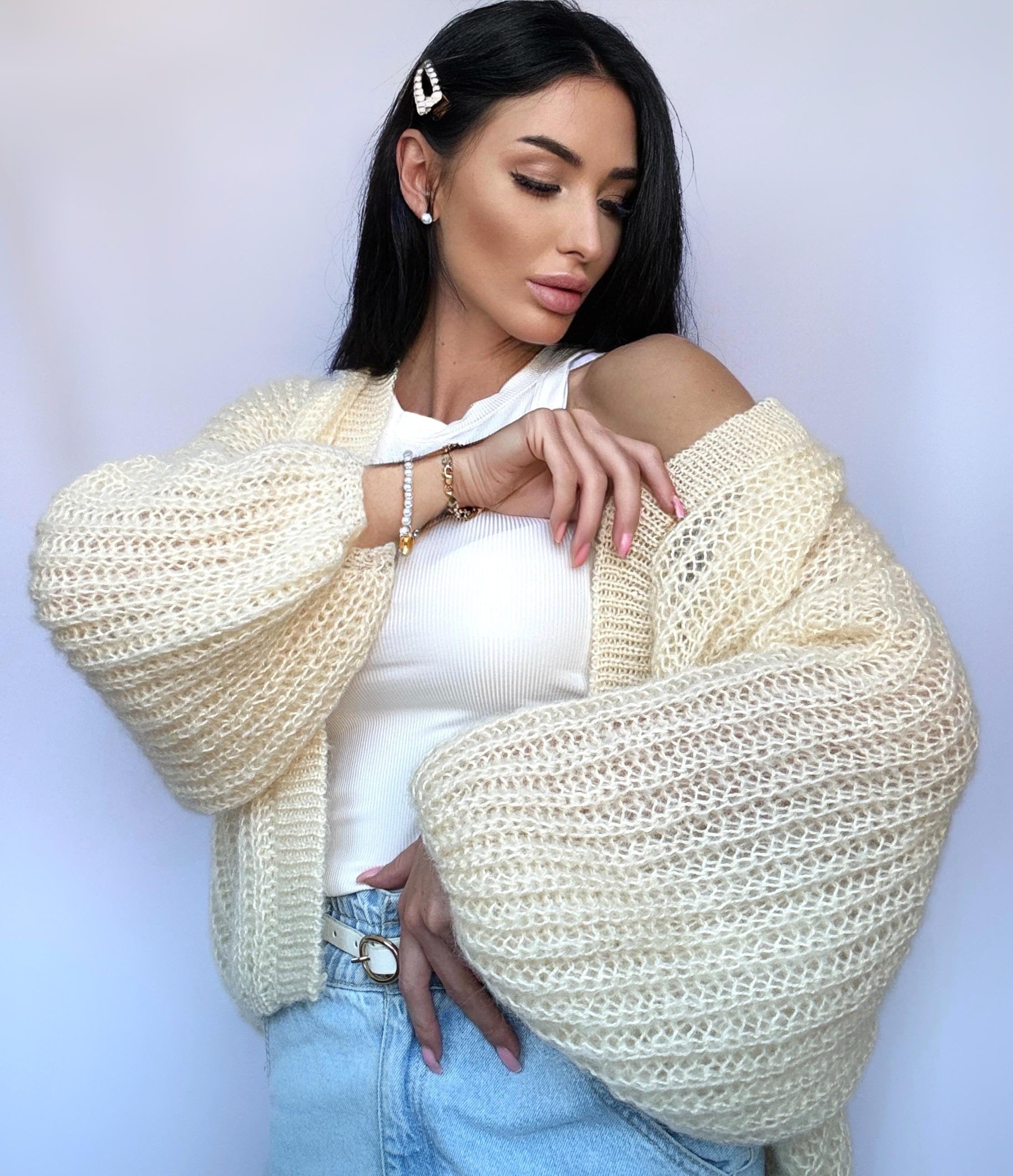 Mohair Cream cardigan women Wedding cardigan Mohair sweater Pastel knitted coat Jacket Women Bridal shrug bolero wool Fluffy short cardigan