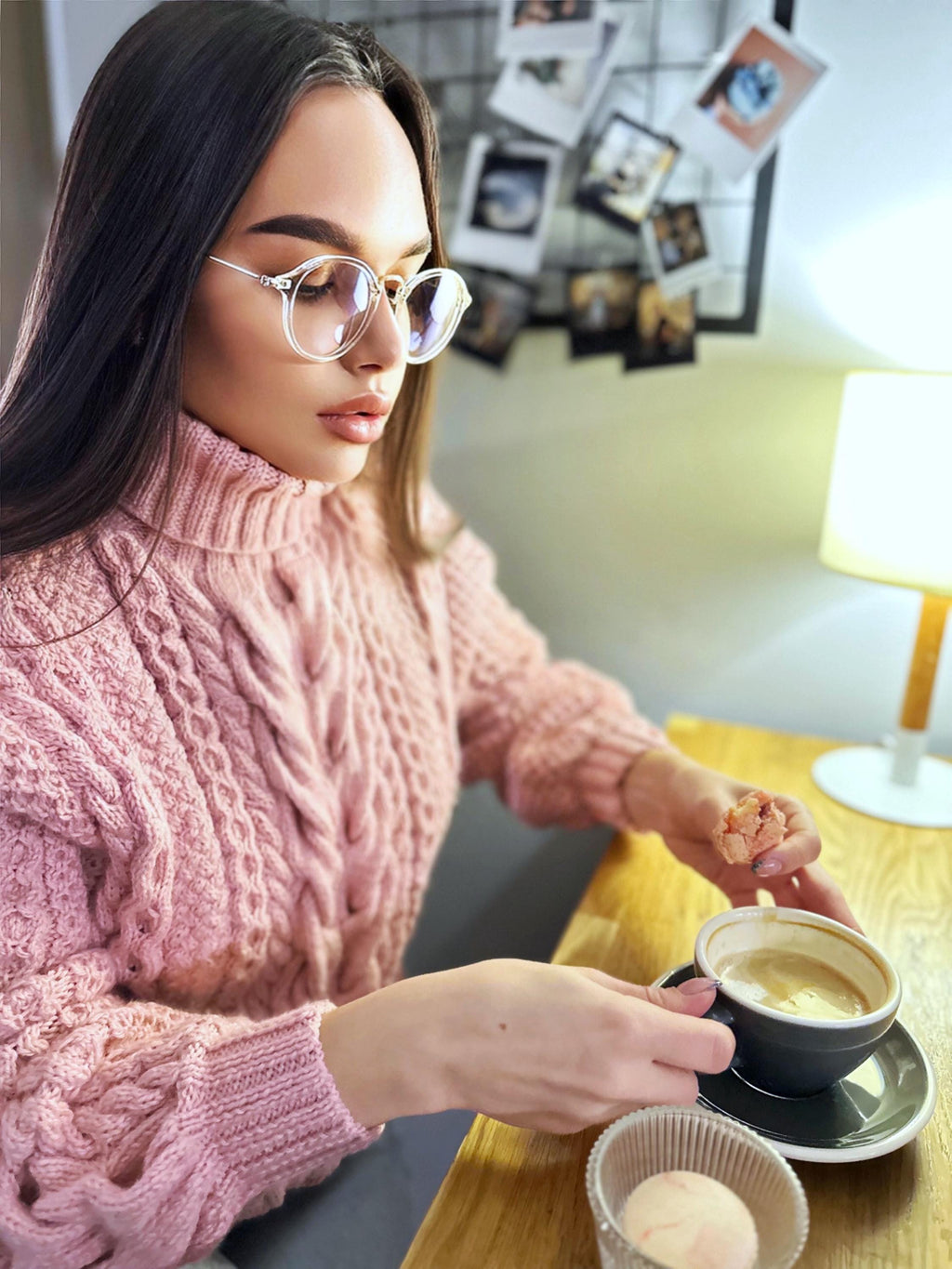 Hand knit pink chunky turtleneck high throat sweater Oversize cozy wool sweater Women cable knit sweater Pink Many colors pullover