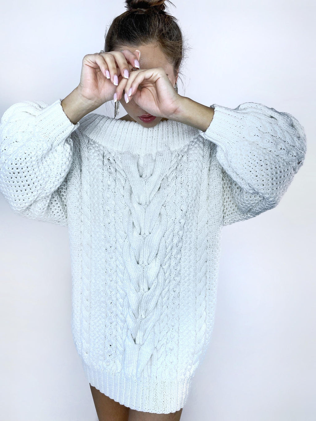 Hand knit sweater dresses for women White off shoulder sweater dress Long Cable wool sweater Knitted one shoulder dress Big cozy pulover