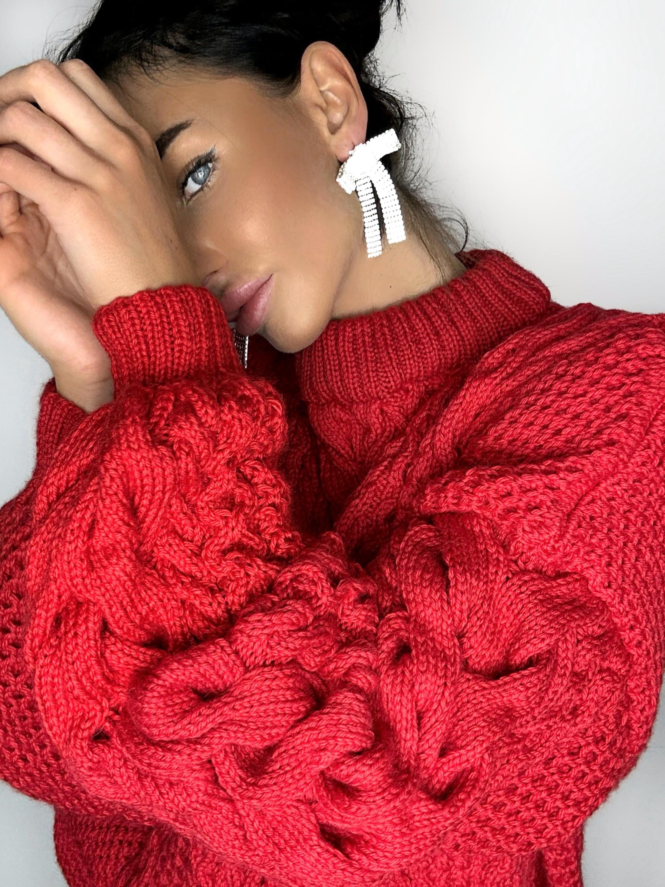 Aran long oversize sweater Big hand knit merino wool mixture sweater Milky white knitted cable knit pullover for women Oversized chunky knit