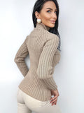 Merino wool Knitted Turtleneck for women High collar Ribbed Knit Sweater Long Sleeve Comfortable body-friendly Turtle neck wool