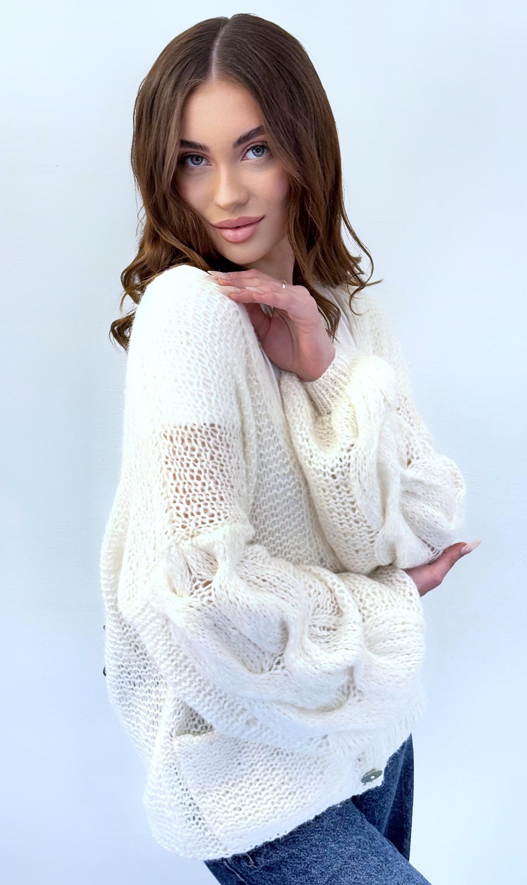 Hand knit Alpaca Merino wool soft Milk White cardigan women Wedding cardigan Air sweater knitted coat Jacket Women Bridal shrug bolero wool
