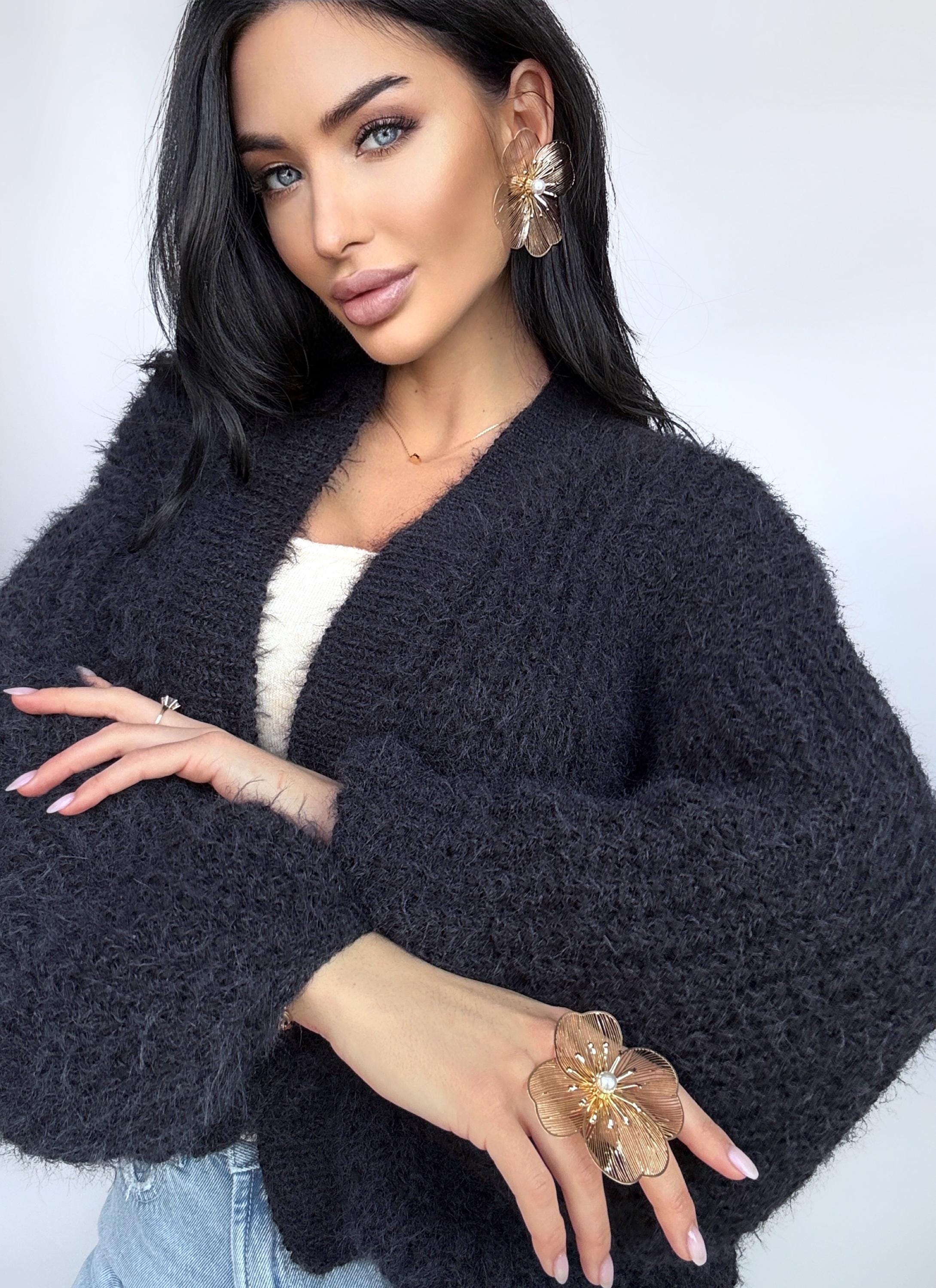 Softy for sensitive skin knit black merino wool mix cardigan women Crop fluffy wool cardigan sweater coat Jacket Women Bridal shrug bolero