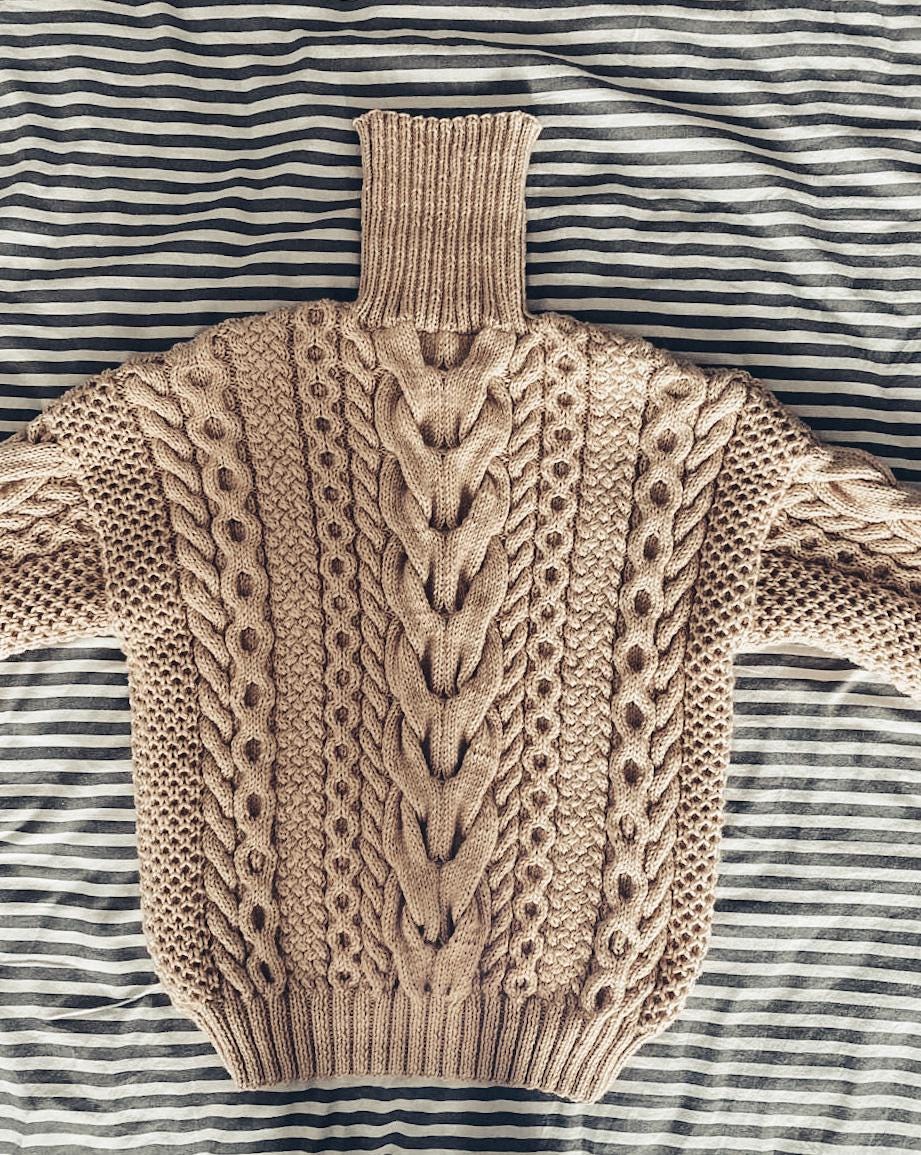 Hand knit sweater Chunky knit turtleneck pullover Oversize cozy sweater Women cable knit sweater White Cream Beige
