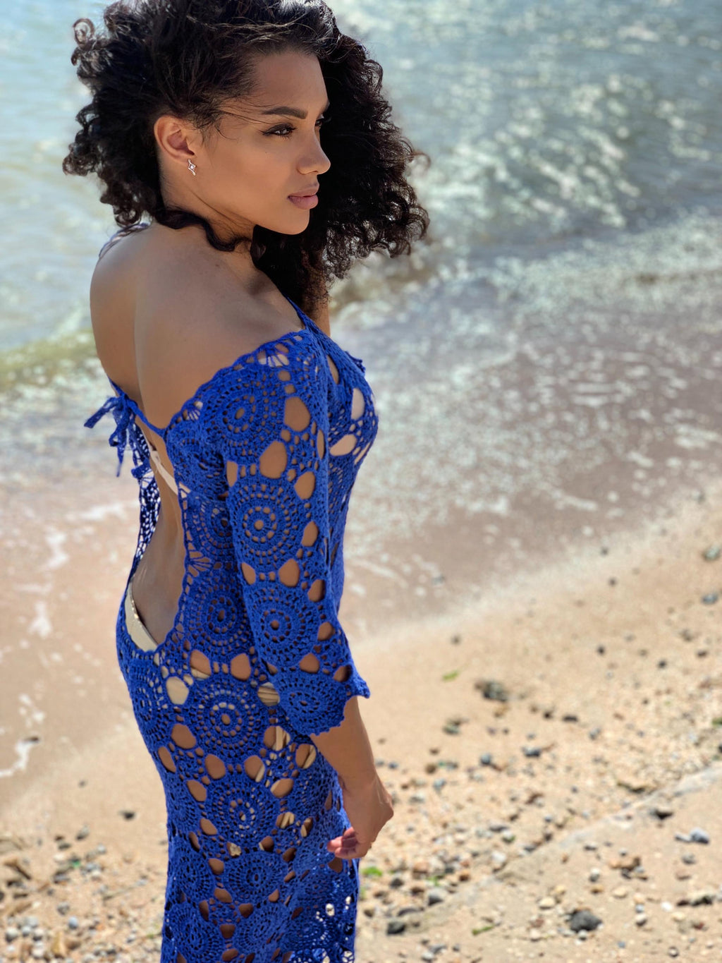 Beach maxi dress Crochet dress Dress for beach wedding Blue White Wedding dress beach boho Beach dress Cover up Womens beach cover up