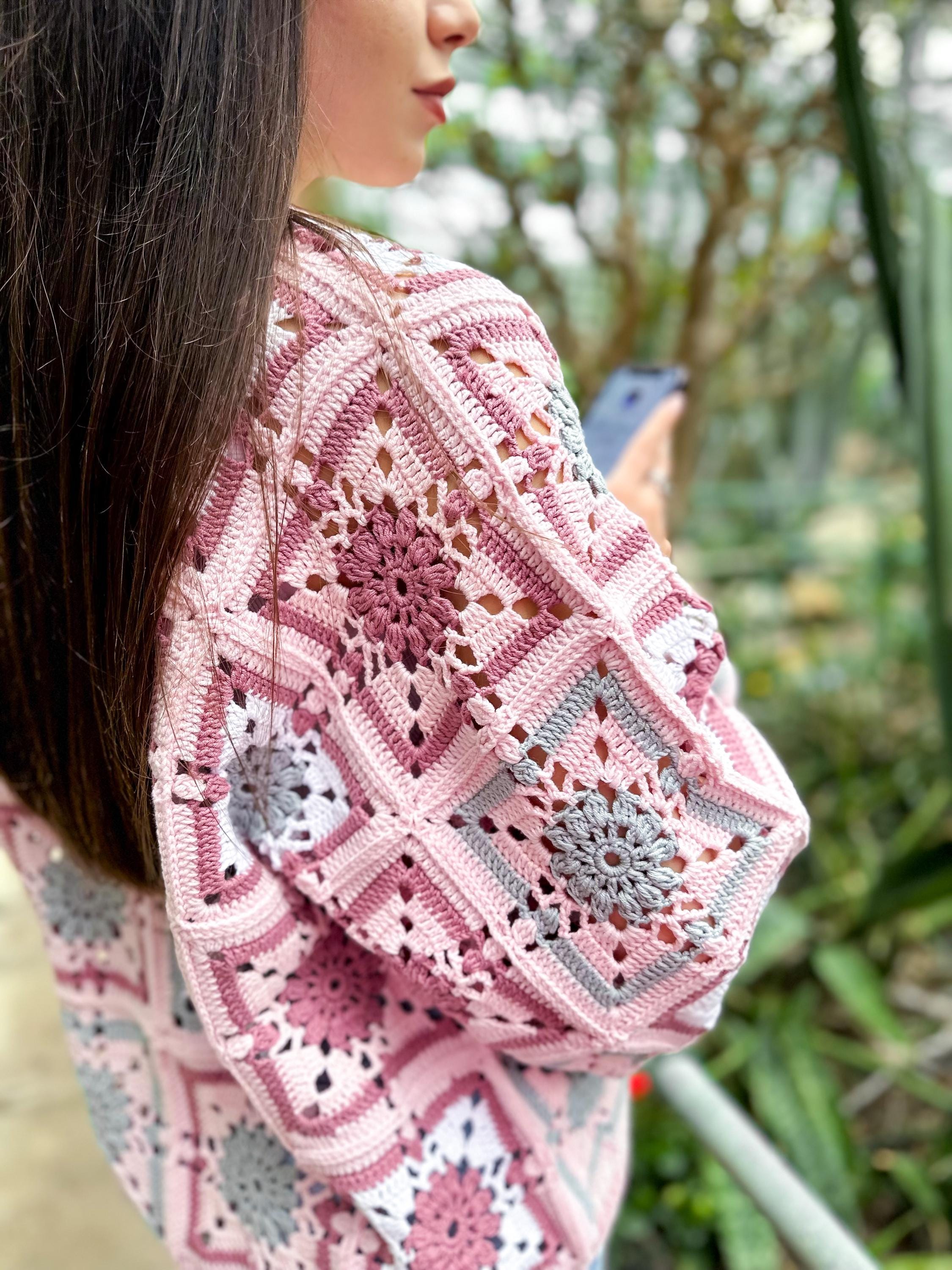 Crochet colorful cotton cardigan Crochet granny square cardigan Patchwork sweater women Jacket Crochet Boho cardigan Afghan Coat Festival