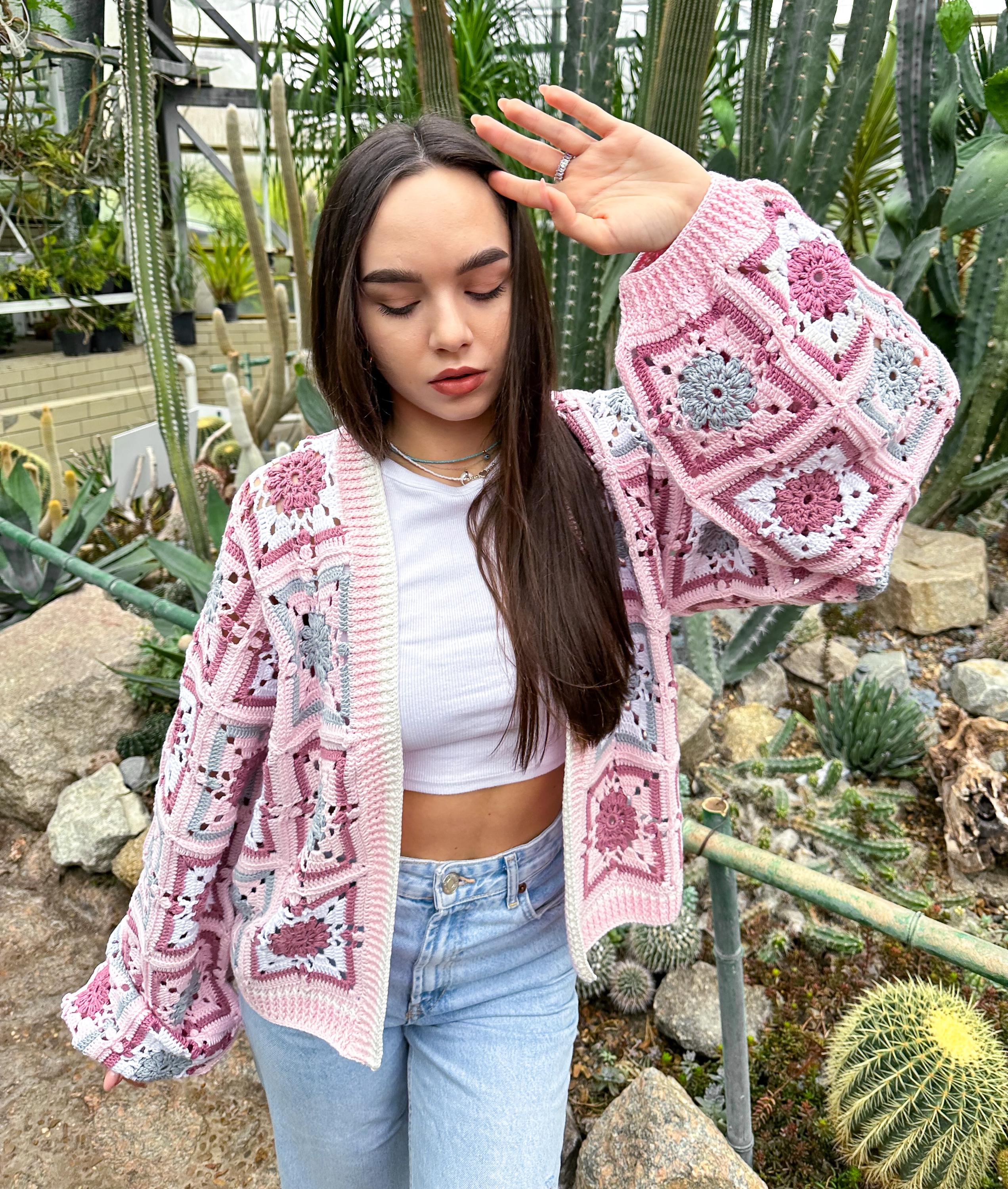 Crochet colorful cotton cardigan Crochet granny square cardigan Patchwork sweater women Jacket Crochet Boho cardigan Afghan Coat Festival