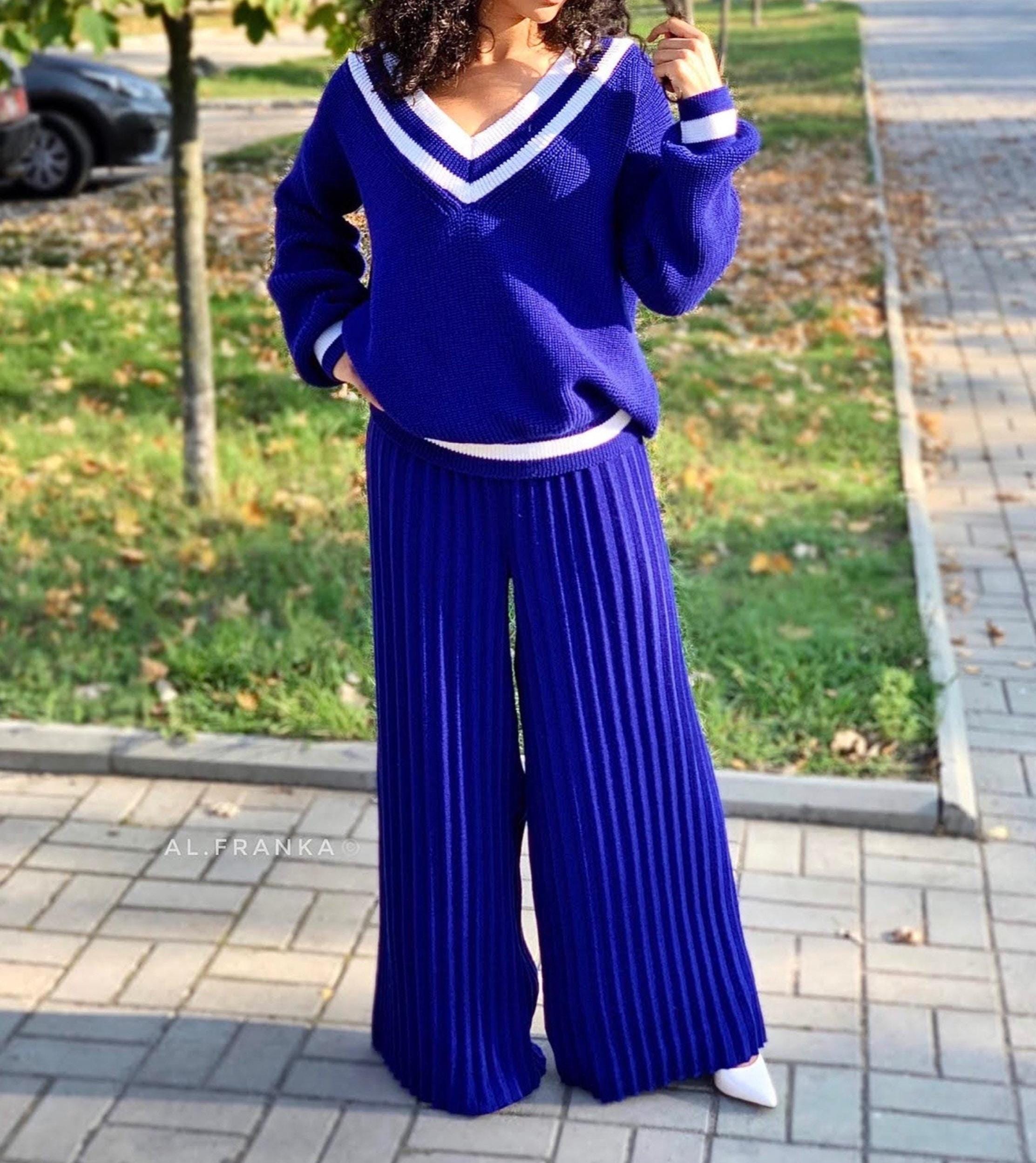 Merino knit women's pants Knitted pleated pants Trousers High waisted trousers for Women Palazzo pants Wide knitted pants