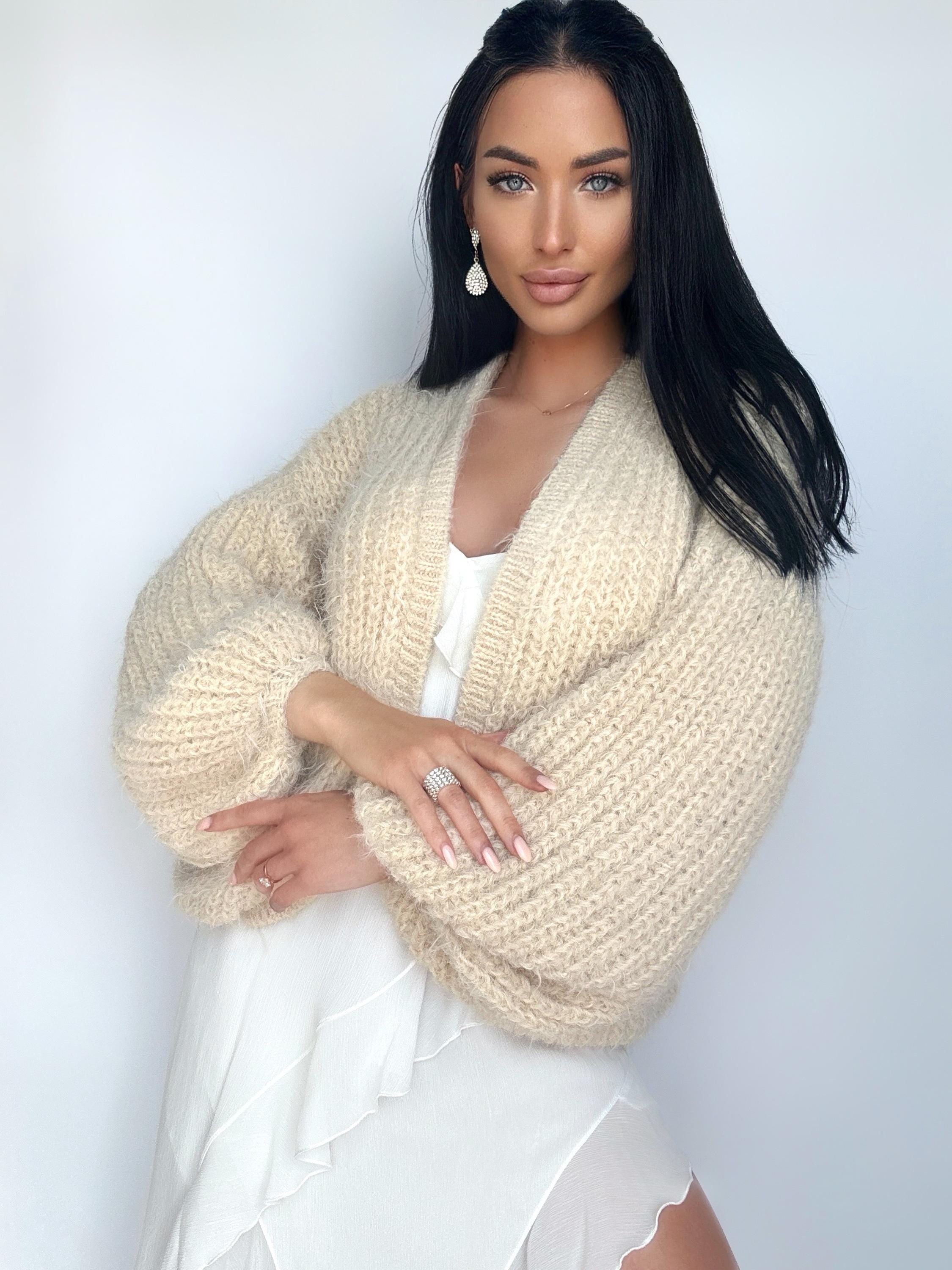 Fluffy merino mix wedding white cream cardigan women Mohair sweater Knitted coat Jacket Women Bridal shrug bolero wool Fluffy short cardigan