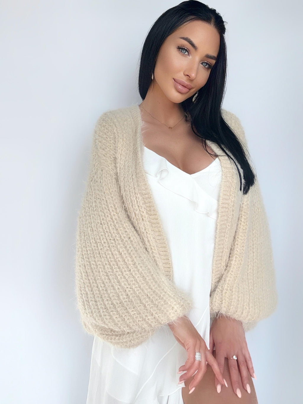Wedding cream soft knit merino mix cardigan women Mohair bridal sweater Knitted coat Jacked Bridal shrug bolero wool Fluffy short cardigan