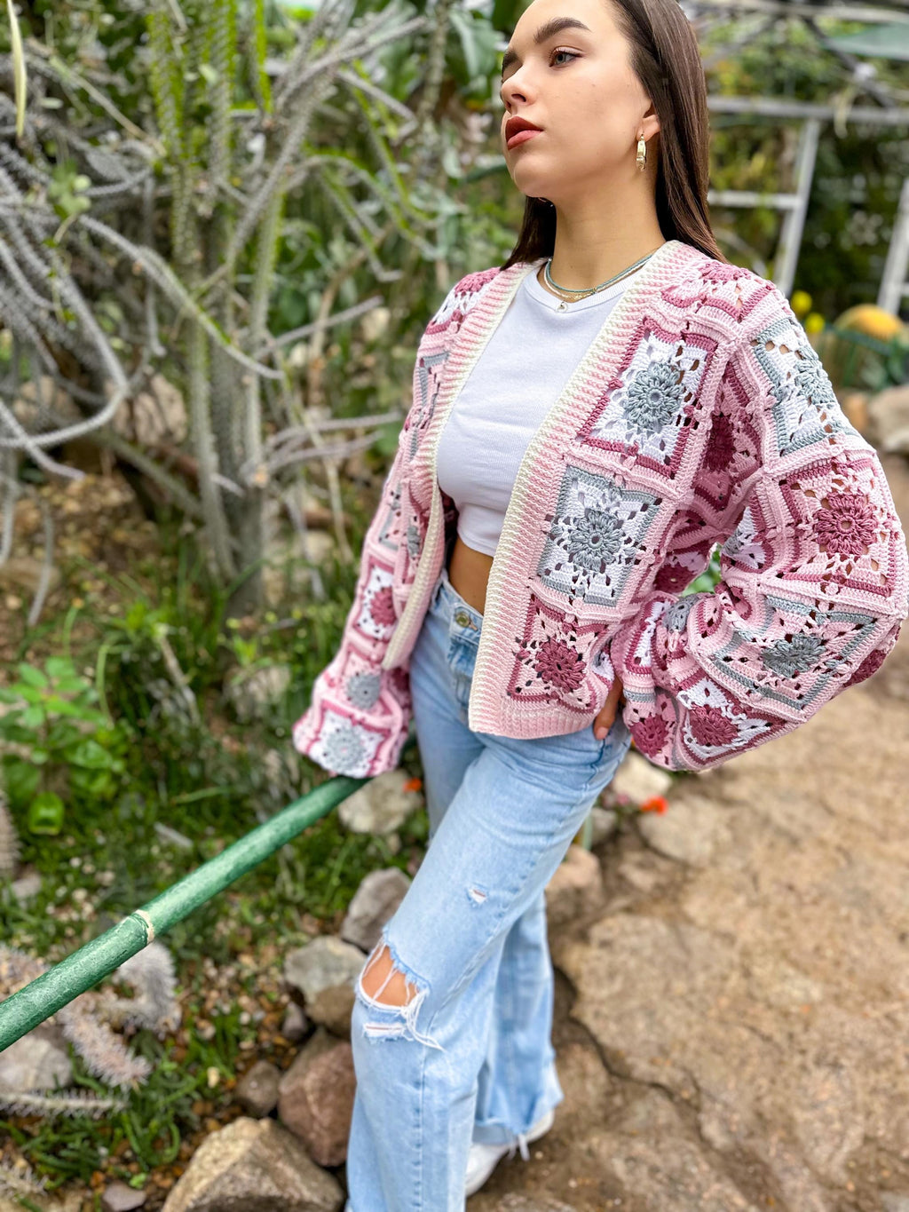 Crochet colorful cotton cardigan Crochet granny square cardigan Patchwork sweater women Jacket Crochet Boho cardigan Afghan Coat Festival