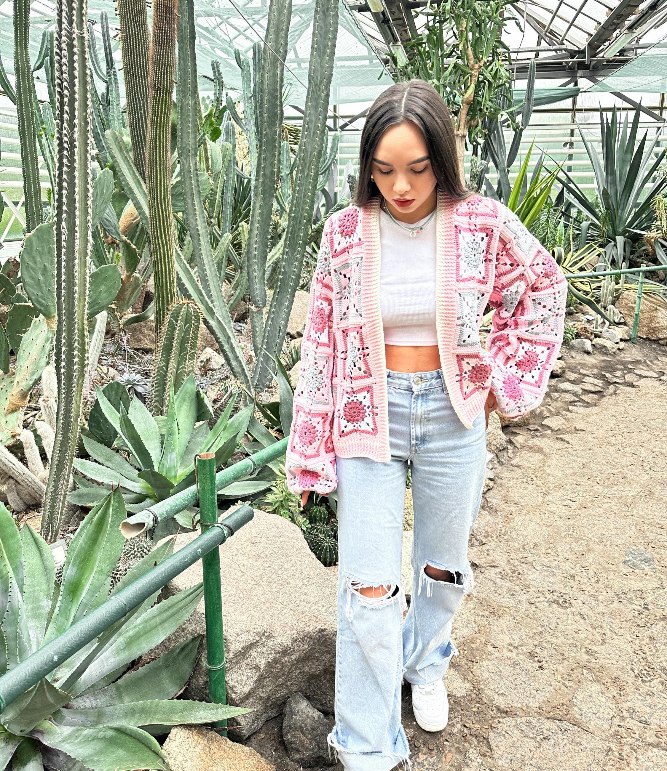 Crochet colorful cotton cardigan Crochet granny square cardigan Patchwork sweater women Jacket Crochet Boho cardigan Afghan Coat Festival