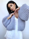 Mohair gray blue cardigan women Wedding cardigan Mohair sweater knitted coat Jacket Women Bridal shrug bolero wool Fluffy short cardigan
