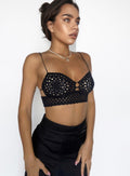 Crochet crop black sexy openwork summer top on thin straps for women Handmade cropped Festival top Short tank top croche bra Sleeveless top