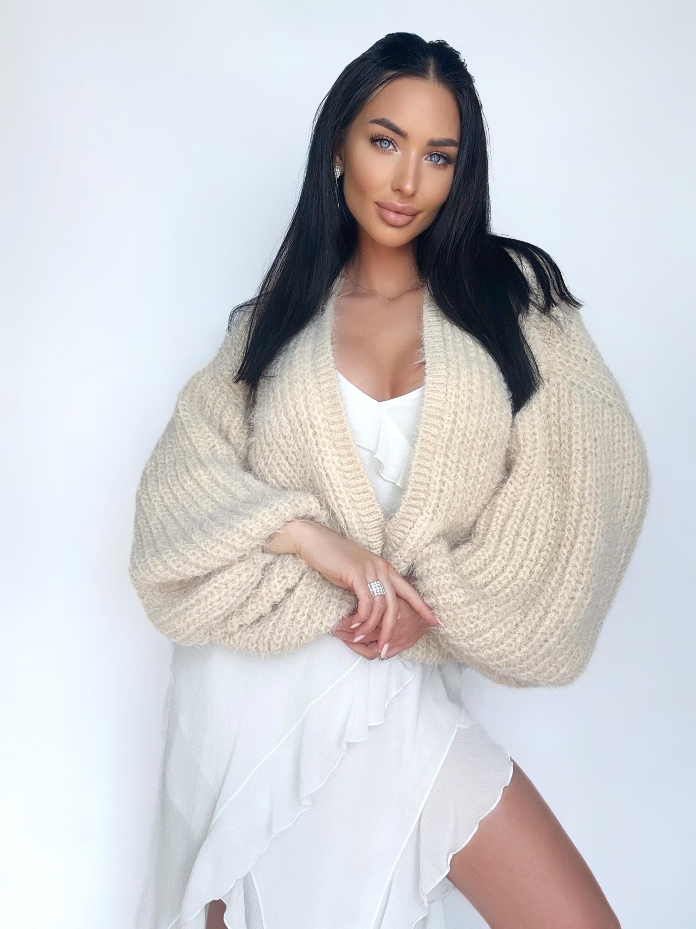 Wedding cream soft knit merino mix cardigan women Mohair bridal sweater Knitted coat Jacked Bridal shrug bolero wool Fluffy short cardigan