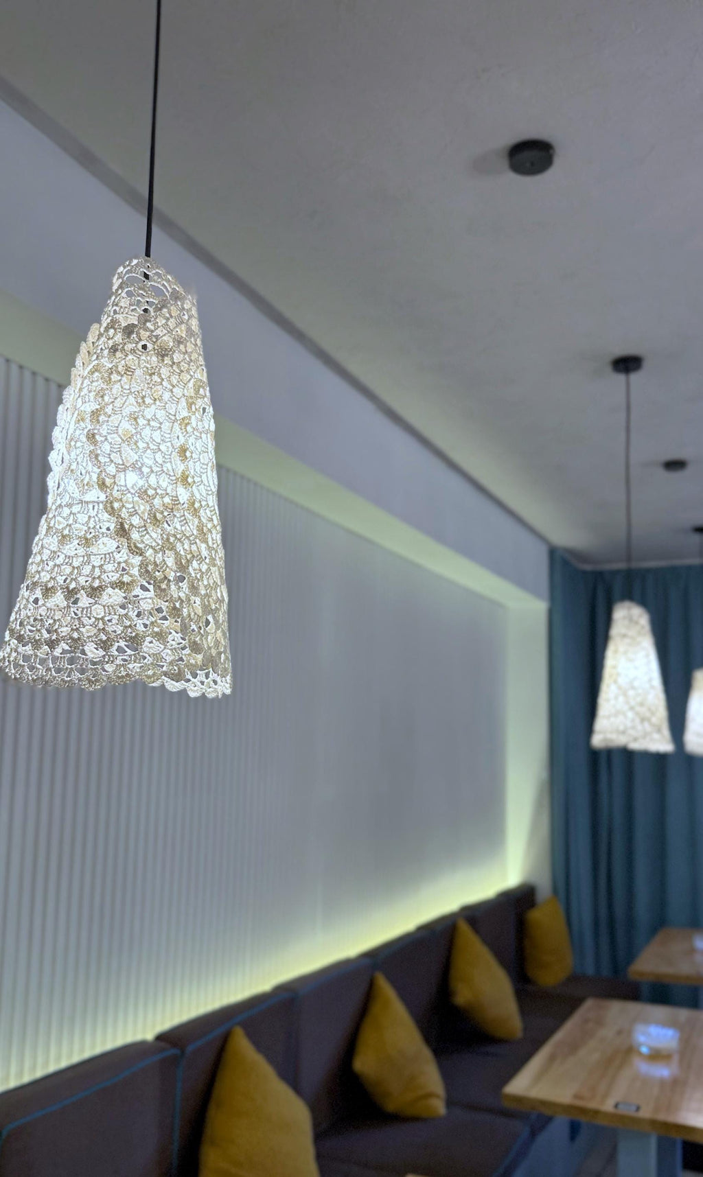 Crochet Lights Boho Light Pendant Crochet White Cream Frame Lampshade Fringe Crochet Chandelier Handmade Suspension Light Fiesta Lampshade
