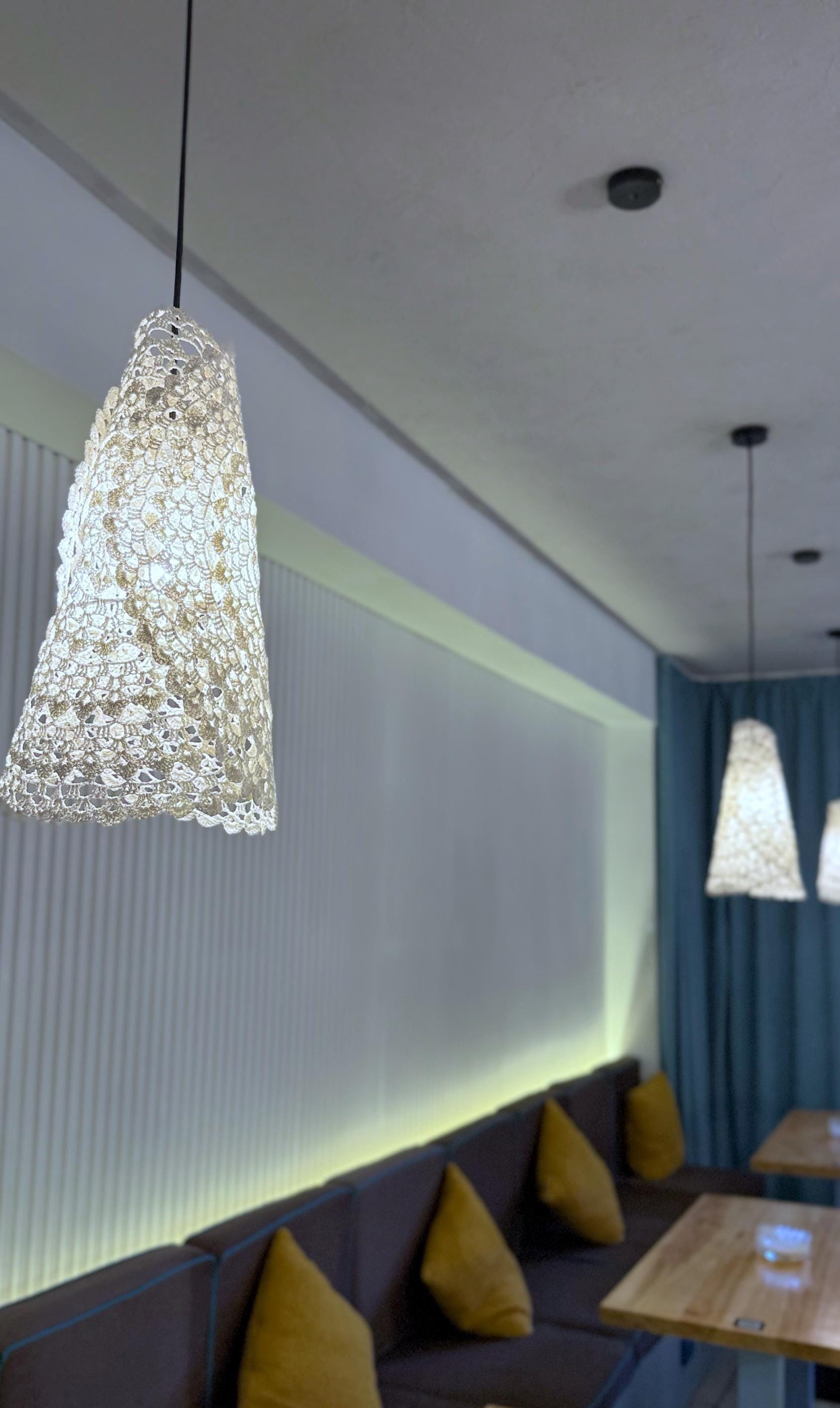 Crochet Lights Boho Light Pendant Crochet White Cream Frame Lampshade Fringe Crochet Chandelier Handmade Suspension Light Fiesta Lampshade