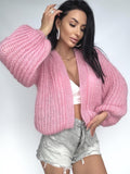 Knit mohair Pink crop cardigan women Wedding cardigan Mohair sweater knitted coat Jacket Women Bridal shrug bolero wool Fluffy crop cardigan
