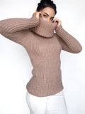 Cable knit beige mohair mix big collar sweater turtleneck Chunky Knit pastel pullover Womens Jumper merino mix wool winter sweater