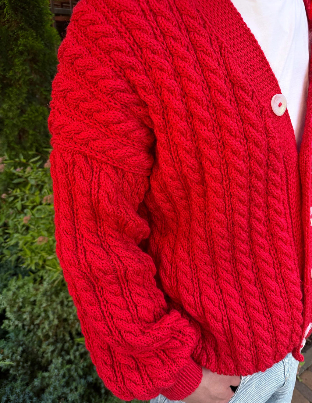 Cable knit mens unisex merino wool cardigan on buttons Hand knit red cardigan sweater Chunky knit сozy cardigan knitted jacket Gift for him