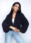 Softy for sensitive skin knit black merino wool mix cardigan women Crop fluffy wool cardigan sweater coat Jacket Women Bridal shrug bolero