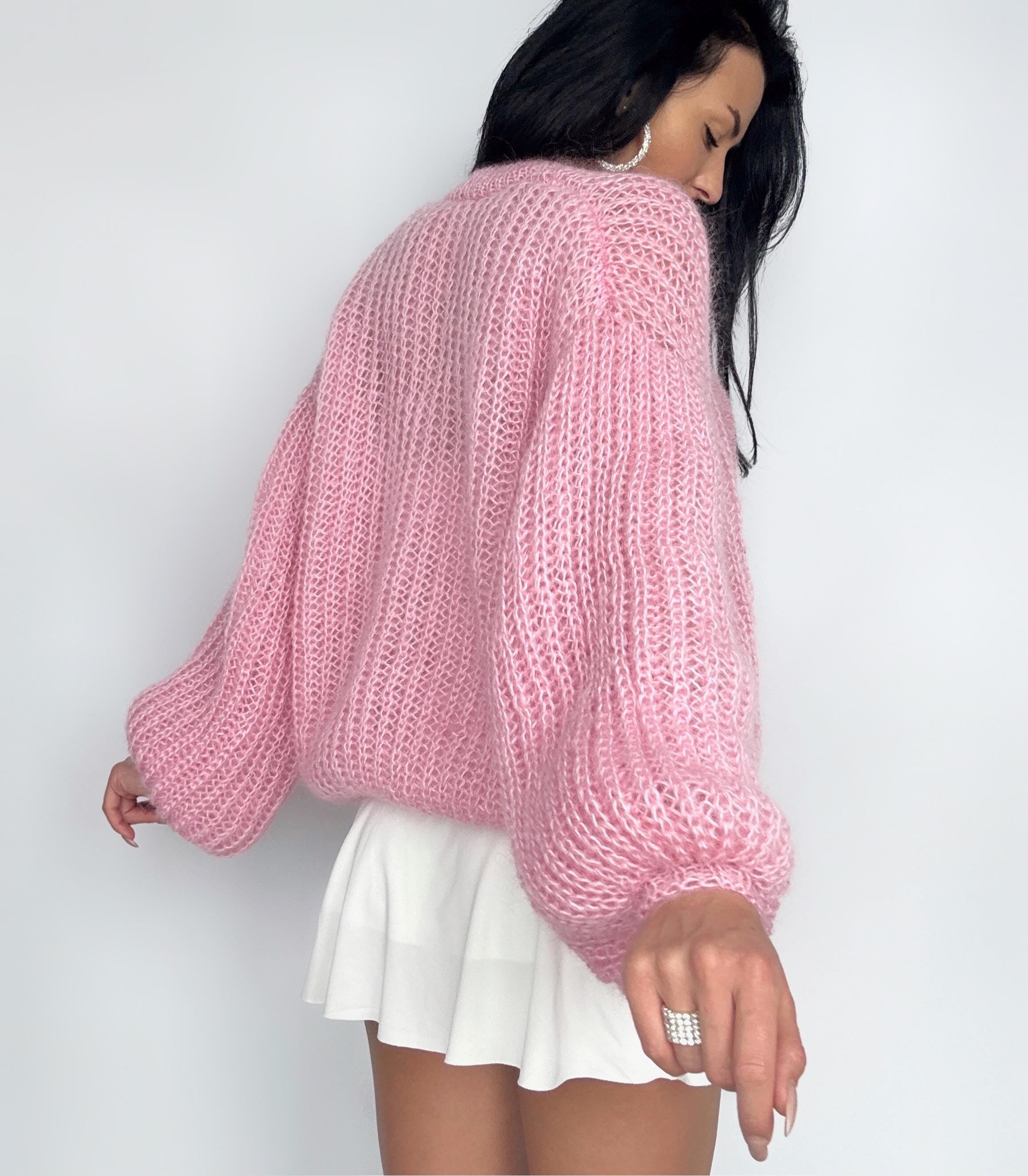 Knit mohair Pink crop cardigan women Wedding cardigan Mohair sweater knitted coat Jacket Women Bridal shrug bolero wool Fluffy crop cardigan