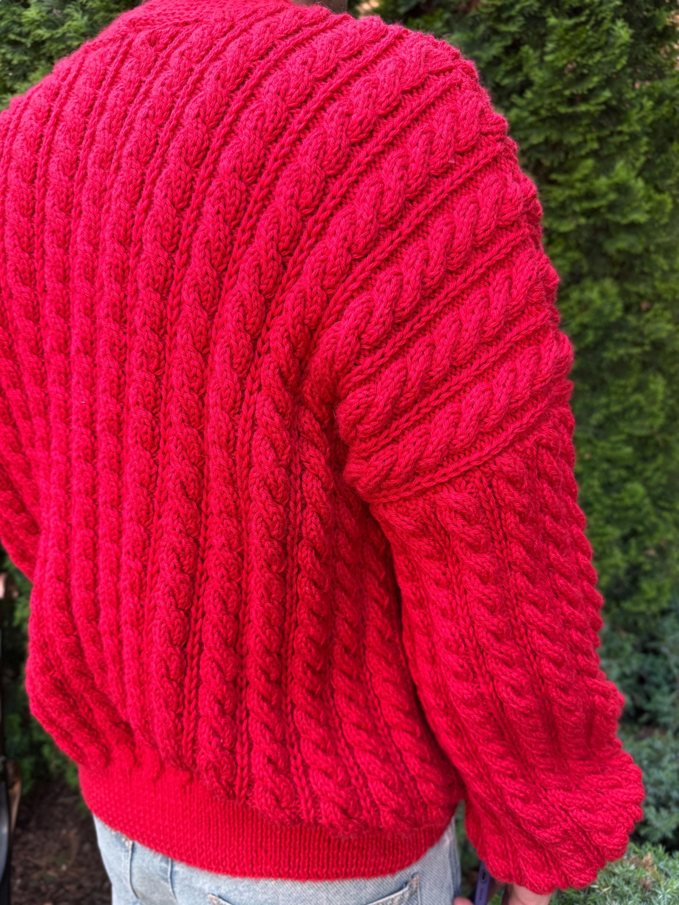 Cable knit mens unisex merino wool cardigan on buttons Hand knit red cardigan sweater Chunky knit сozy cardigan knitted jacket Gift for him