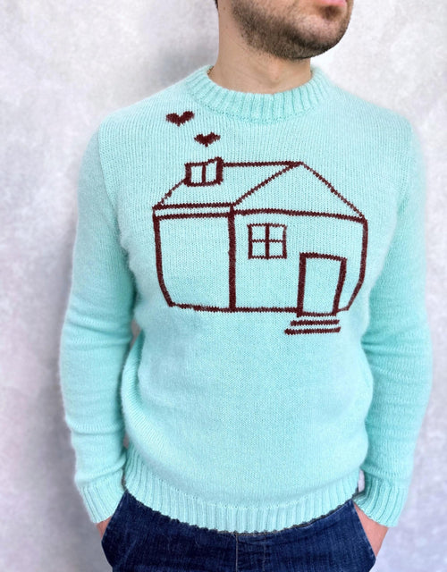 Angora hand knit sweater HOUSE wool sweater Family look Gender neutral celebrity pullover Fluffy green blue brown pullover Unisex Sweater