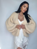 Very soft merino mix wedding cream cardigan women Soft wool sweater Knitted coat Jacket Women Bridal shrug bolero Fluffy hip length cardigan