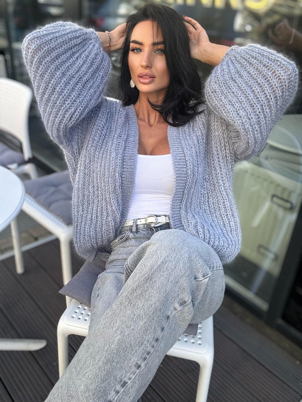 Mohair wool hand knit gray cardigan women Soft merino wool cropped cardigan Wedding cardigan Mohair sweater Knitted coat Jacket Wool Fluffy