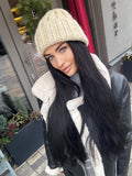 Australian wool chunky hand knit milk Beanie Winter knit hat Big warm winter bulky knitted hat White Beige Pastel knit hand hat