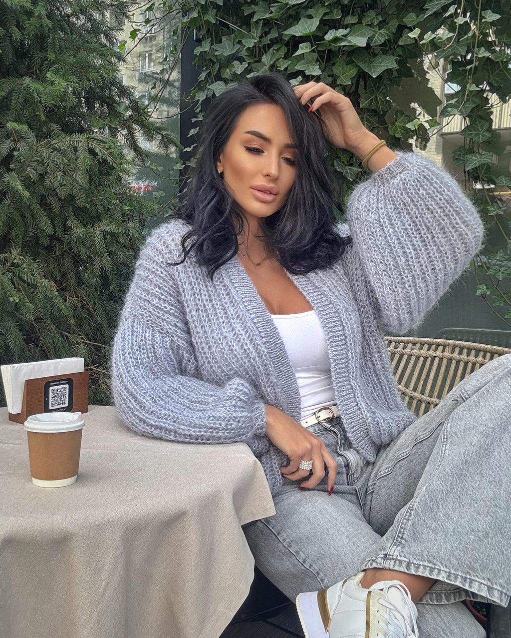 Mohair Light gray cardigan women Wedding cardigan Mohair sweater Knitted coat Jacket Women Wool Fluffy short soft crop merino cardigan