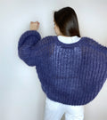 Mohair cardigan women Wedding cardigan Mohair sweater Dark blue knitted coat Jacket Women Bridal shrug bolero wool Fluffy short cardigan
